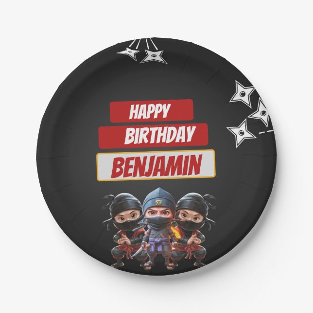 Ninja Birthday Paper Plates (Front)