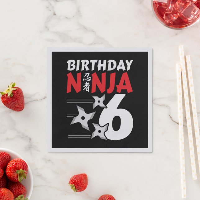 Ninja Birthday Party - Birthday Ninja 6 Napkins (Insitu)