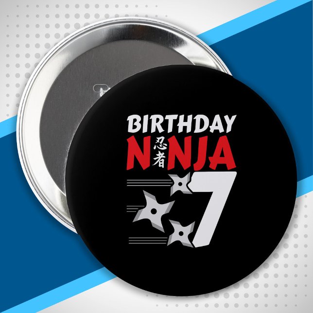 Ninja Birthday Party - Birthday Ninja 7 Button (Creator Uploaded)