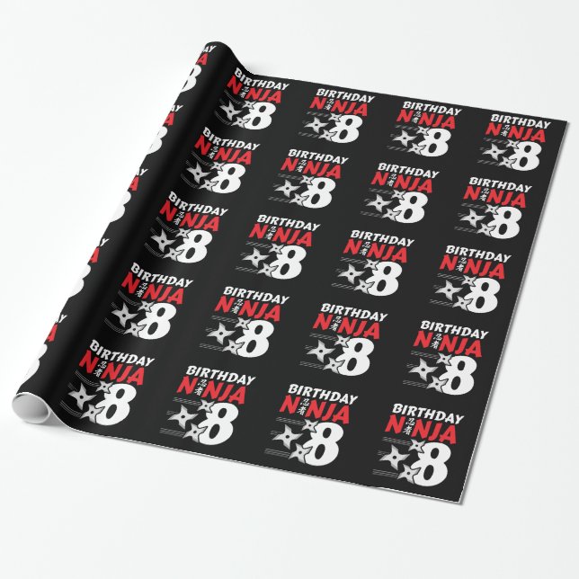Ninja Birthday Party - Birthday Ninja 8 Wrapping Paper (Unrolled)
