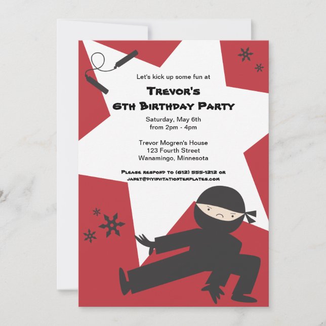 Ninja Birthday Party Invitation (Front)