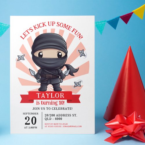 Ninja Birthday Party  Invitation