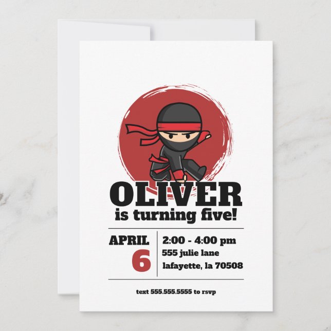 Ninja Birthday Party Invitation (Front)