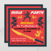 Ninja Birthday Party Invitations (Front/Back)