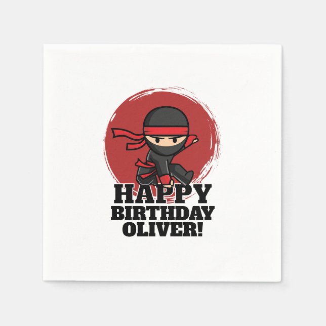 Ninja Birthday Party Napkins (Front)