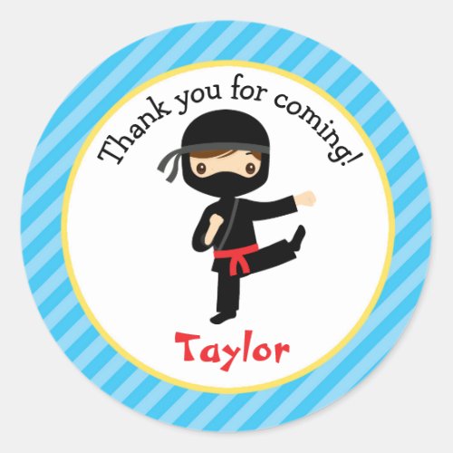 Ninja Birthday Stickers Personalized Boy Favors