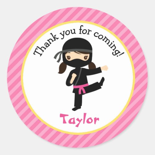 Ninja Birthday Stickers Personalized Girl Favor