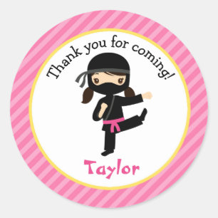 Ninja Birthday Stickers (Personalized Girl Favor)