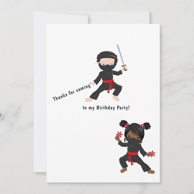Ninja  Birthday Thank You Card (Front)