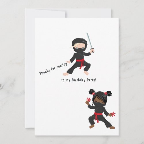 Ninja  Birthday Thank You Card