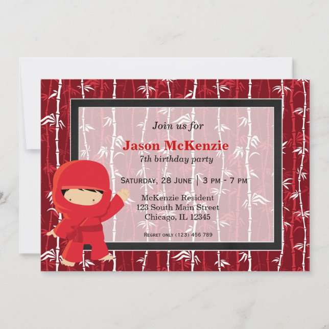 Ninja birthday theme invitation (Front)