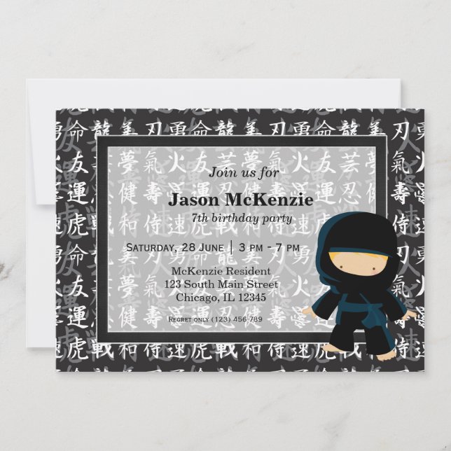 Ninja birthday theme invitation (Front)