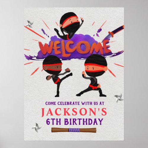 Ninja Birthday Welcome Sign