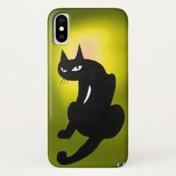 Ninja Black Cat Bright Yellow Iphone X Case by AiLartworks at Zazzle