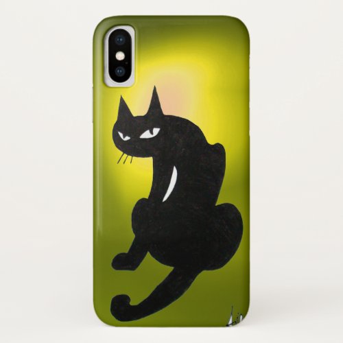 NINJA BLACK CAT Bright Yellow iPhone X Case