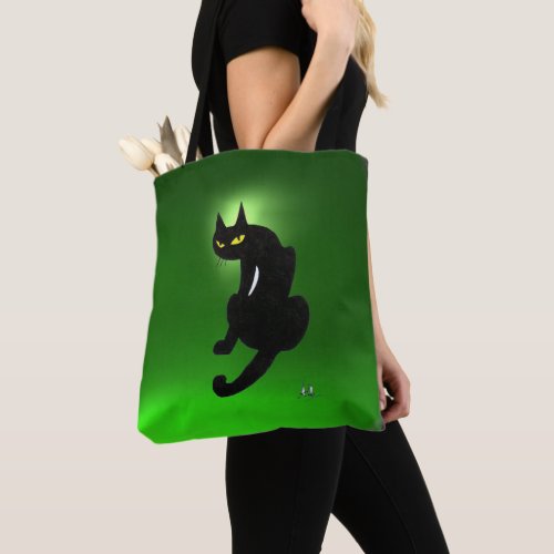 NINJA BLACK CAT Emerald Green Tote Bag