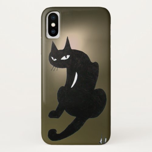 NINJA BLACK CAT Grey iPhone X Case