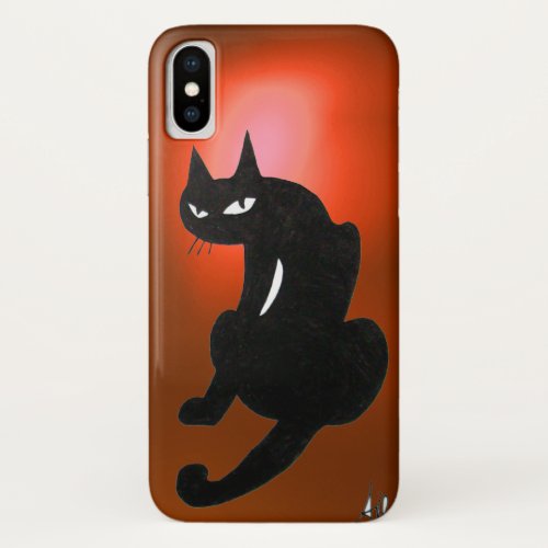 NINJA BLACK CAT Orange Red iPhone X Case