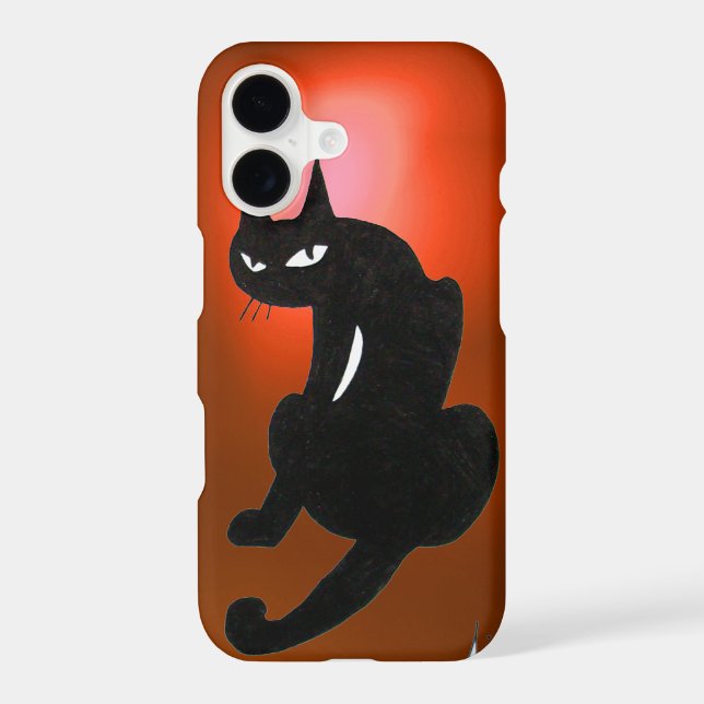 NINJA BLACK CAT Orange Red Iphone Case (Back)