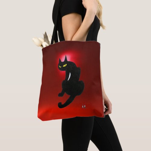 NINJA BLACK CAT Red Tote Bag