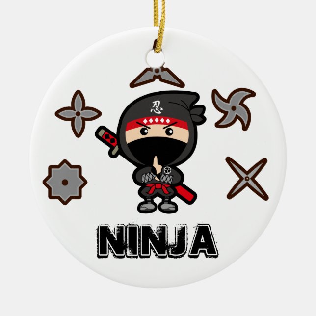 Ninja Boy Ceramic Ornament (Front)