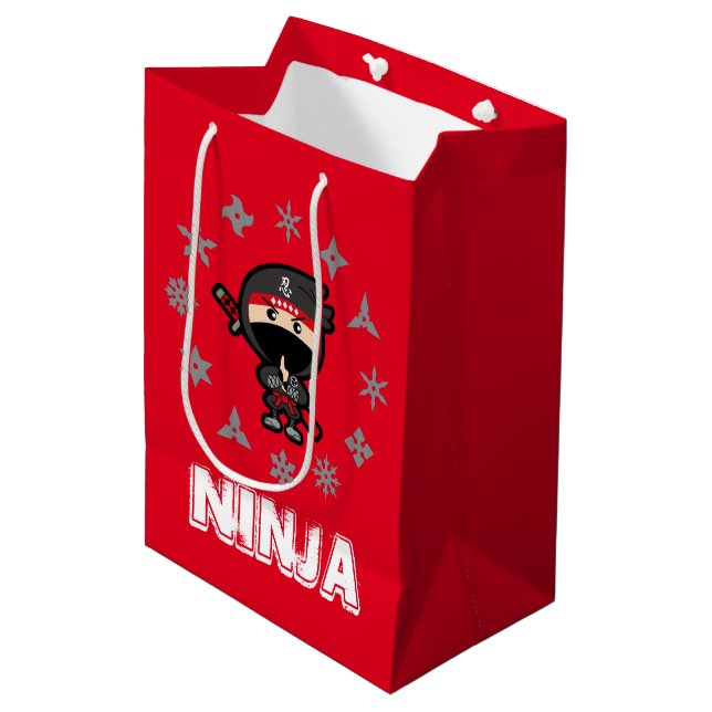 Ninja Boy Christmas Medium Gift Bag (Front Angled)