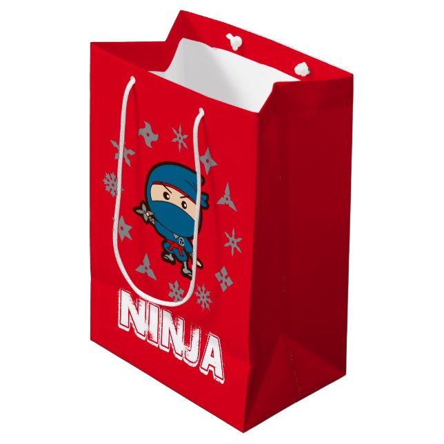 Ninja Boy Christmas Medium Gift Bag (Front Angled)