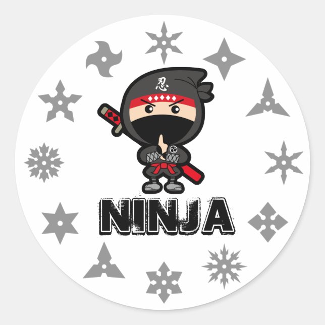 Ninja Boy Classic Round Sticker (Front)