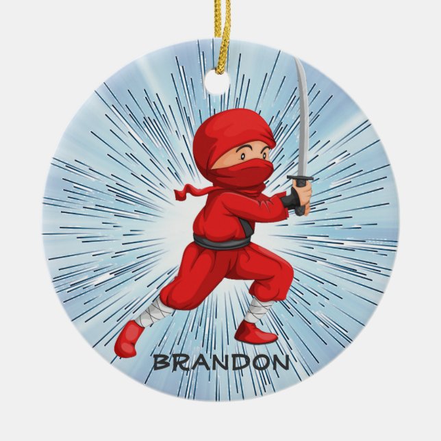 Ninja Boy  Design Ornament (Front)