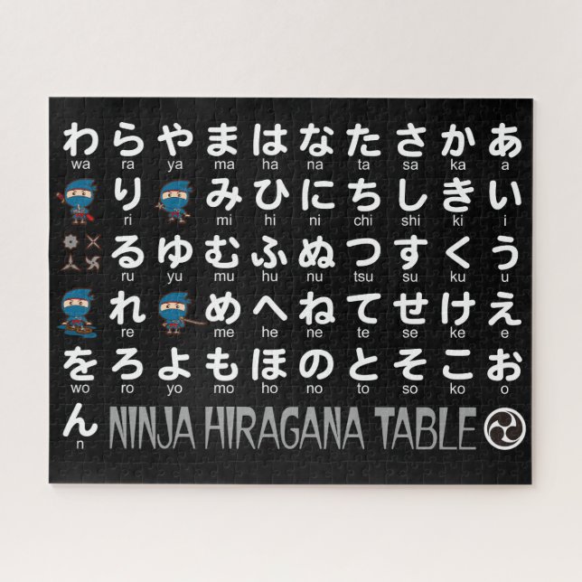 Ninja Boy Japanese Hiragana Table Jigsaw Puzzle (Horizontal)