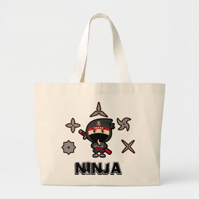 Ninja Boy Large Tote Bag (Front)