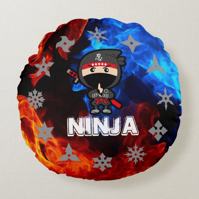 Ninja Boy Round Pillow (Front)
