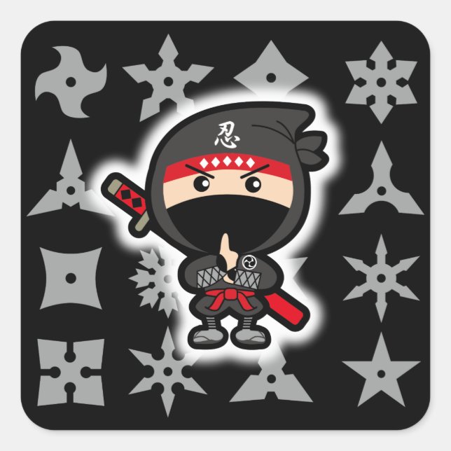 Ninja Boy Square Sticker (Front)