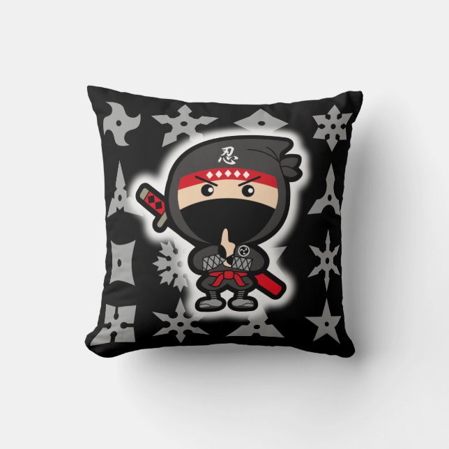 Ninja Boy Throw Pillow (Front)