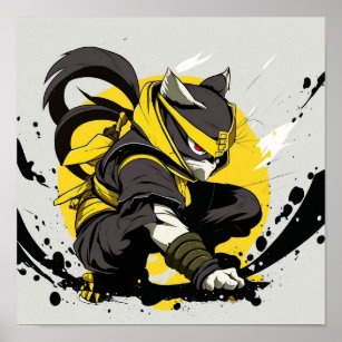 Ninja Cat Anime Poster
