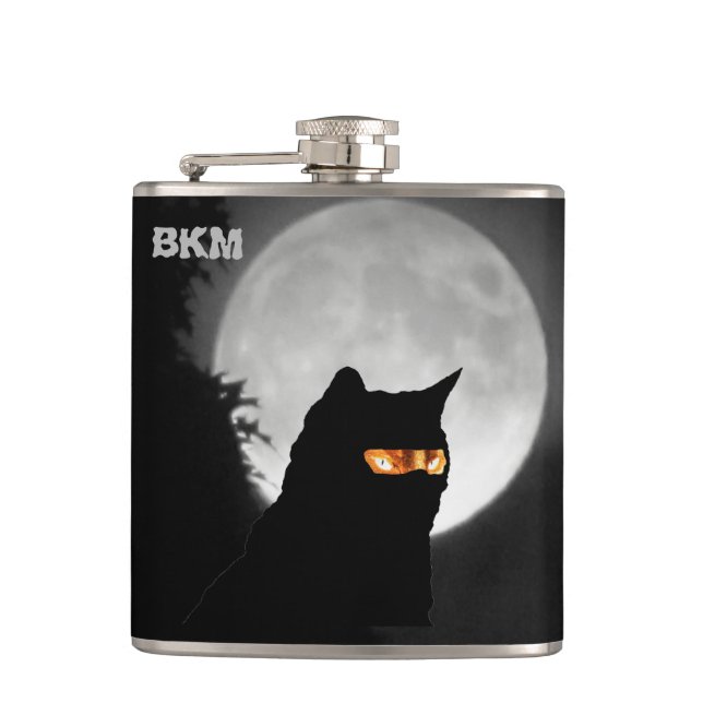 Ninja Cat at Moonrise Hip Flask (Front)