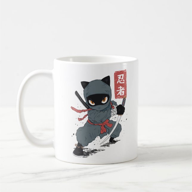 Ninja cat coffee mug (Left)