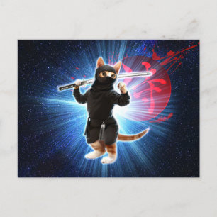 Ninja Cat in space.                                Postcard