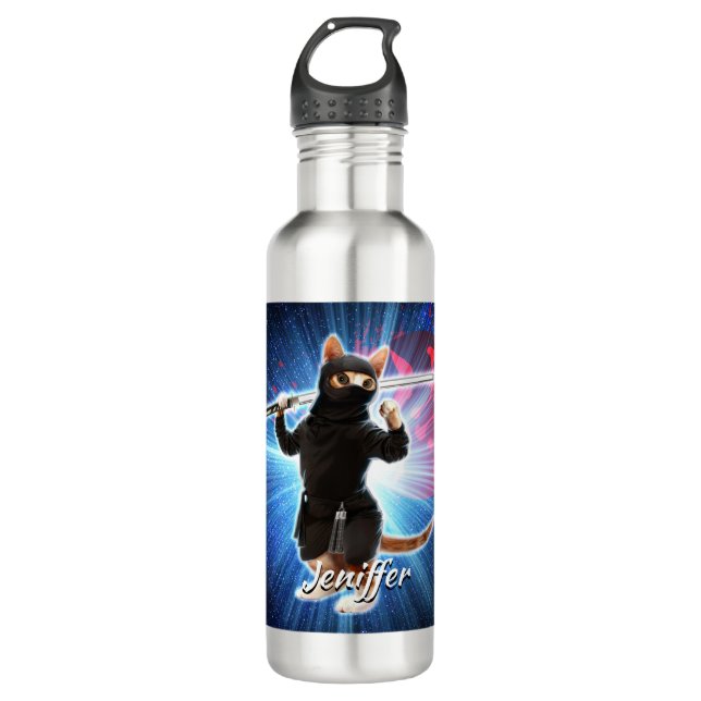 Ninja Cat in space.                                Stainless Steel Water Bottle (Front)
