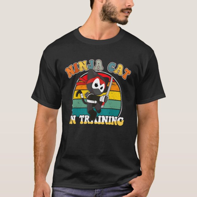 Ninja Cat In Training For Kids Cute Toddler Ninka  T-Shirt (Front)