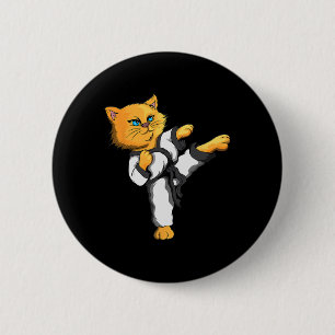 Ninja Cat Karate Martial Arts Taekwondo Cat Owner  Button