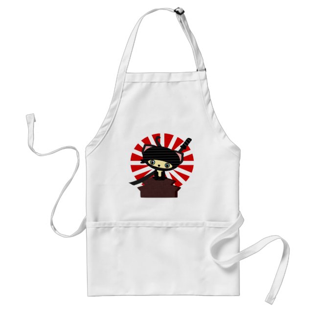 ninja cat kawaii adult apron (Front)