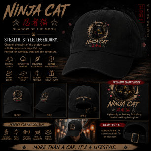Ninja Cat Shadow of the Moon Stainless hat