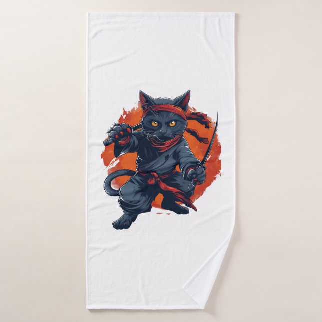 Ninja Cat Stealth Bath Towel (Bath Towel)