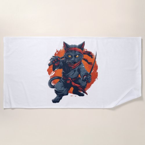 Ninja Cat Stealth Beach Towel