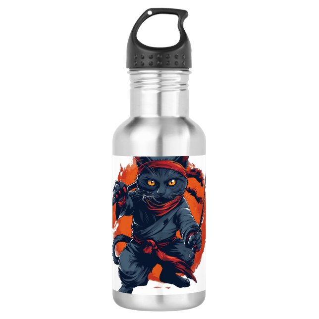 Ninja Cat Stealth Stainless Steel Water Bottle (Front)