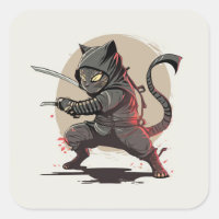 Ninja Cat Stickers combat stance