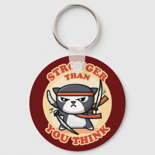 Ninja Cat   Stronger Than You Think Keychain