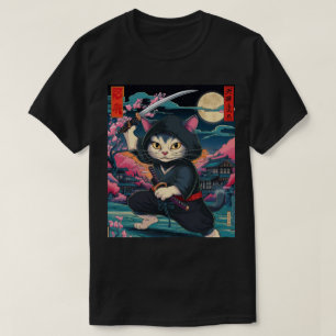 Ninja Cat with Katana Sword Japanese Martial Art T-Shirt