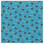 Ninja Cats with Star Power on Blue Fabric